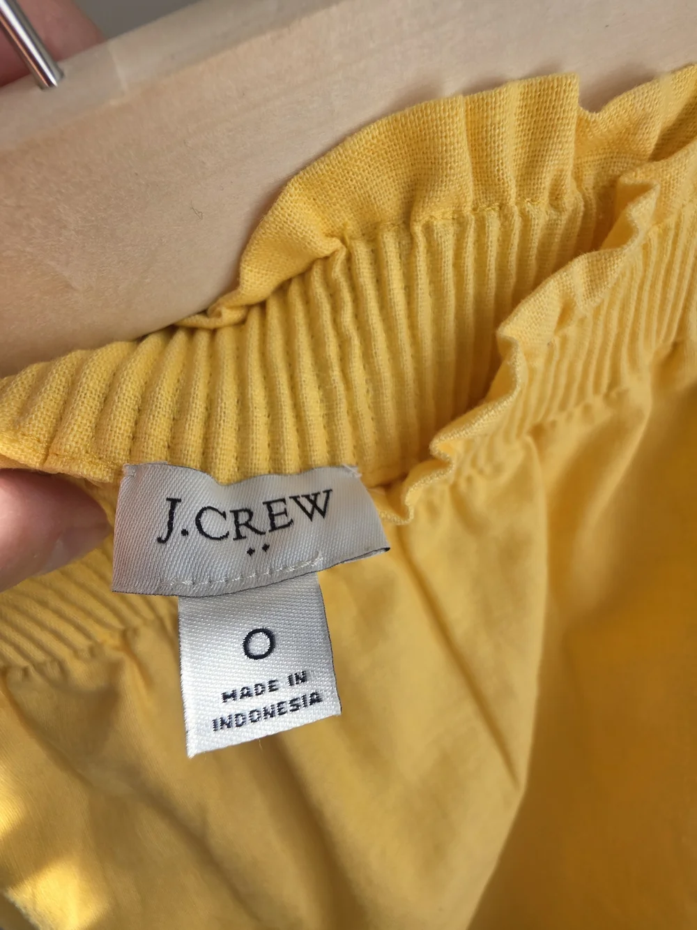 J.Crew Scalloped Linen-Cotton Blend Mini Skirt Yellow Pockets 0 Like New - Picture 7 of 11